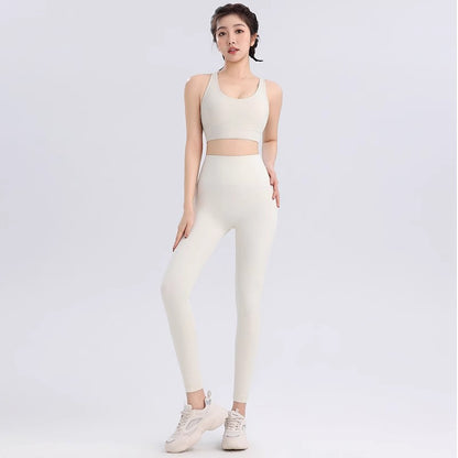 Atmungsaktives Damen Yoga-Set (2-teilig) – Crop Top mit Sport-BH & High-Waist Leggings, Fitness- & Gym Outfit