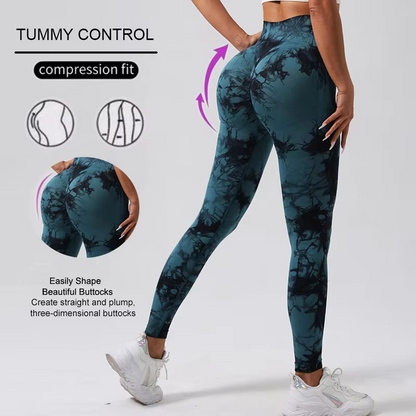 Damen Tie-Dye Seamless Leggings – High-Waist mit Scrunch Butt Effekt