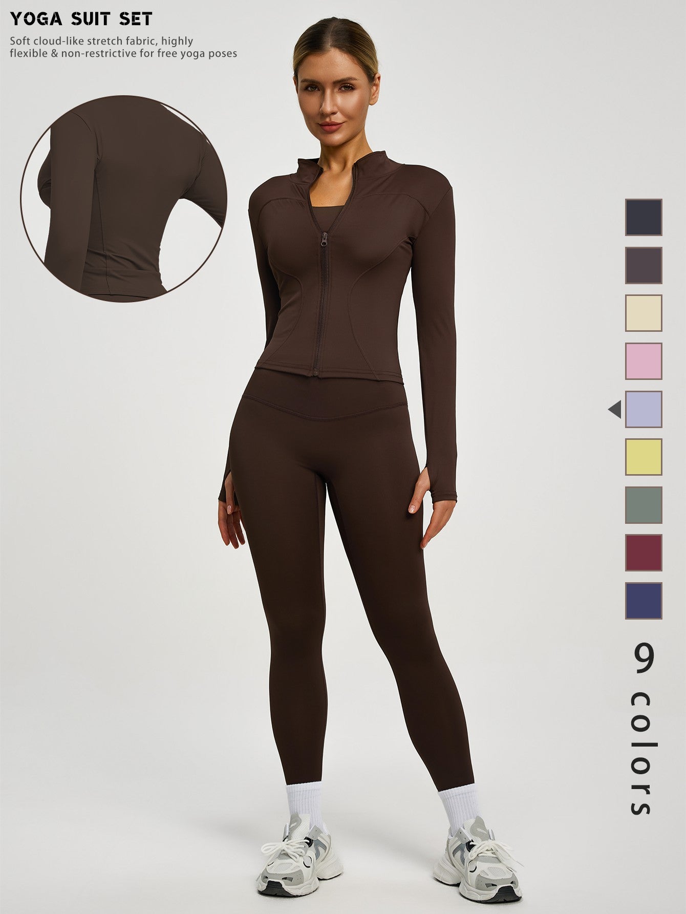 Fitfemme 2-teiliges Damen Frühling Yoga- & Fitness-Set – High-Waist Leggings & Sportjacke für Running, Lifting & Outdoor