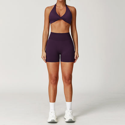 2-teiliges Damen Yoga-Sport-Set – Gym-Trainingsanzug mit langärmeligem Sportshirt & nahtlosen Leggings für Laufen & Workout