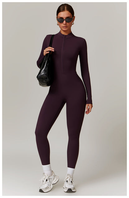 Damen Samt Yoga Fitness Jumpsuit – Push-Up Activewear für Fitnessstudio, Pilates & Training