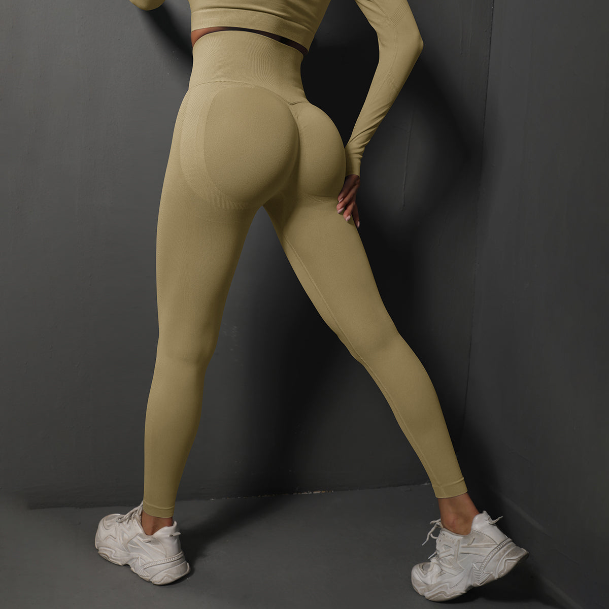 2-teiliges Energy Seamless Damen Sport-Set – Push-Up Sporthose mit Bubble-Butt-Effekt & Langarmshirt, Fitness- & Lauf-Set