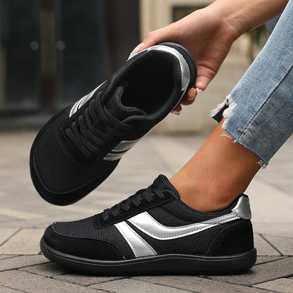 Barefoot Schuhe Damen Herren Kaufen – Wide Toe Sneaker, Breite Zehenbox, Atmungsaktive Canvas & Mesh Freizeitschuhe Schwarz