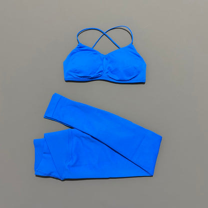 2-teiliges Vision Damen Sport-Set – Sommer Yoga- & Fitness-Outfit mit Cross-Back rückenfreiem Top & Leggings für Pilates & Workout