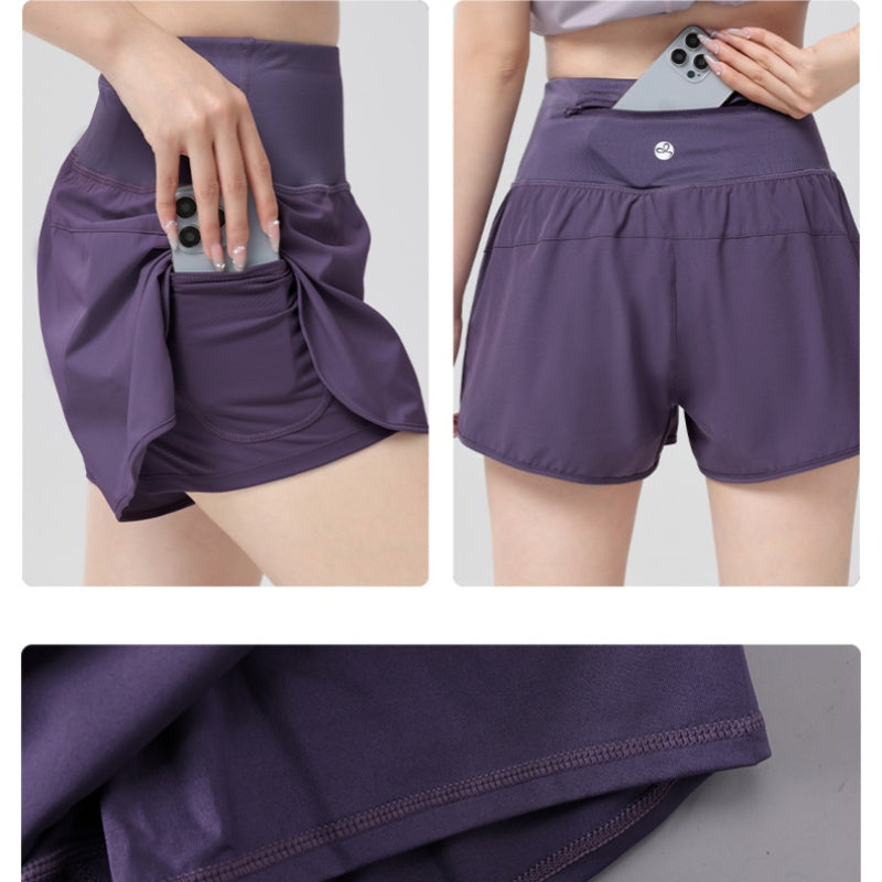 DRUR Damen 2er Yoga Set – Sommer Sport Outfit mit Kurzarm-Top & Running Shorts