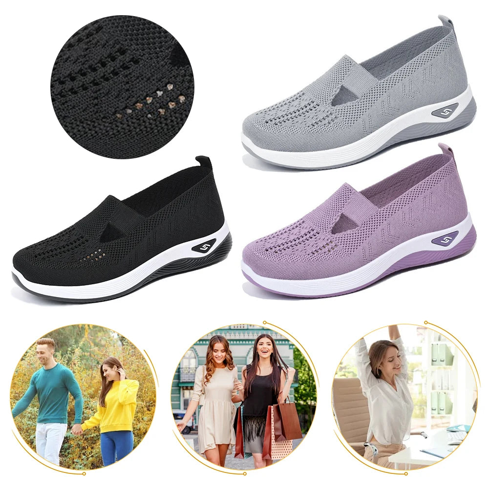 Orthopädische Schuhe Damen Kaufen – Barefoot Sneaker Atmungsaktiv, Rutschfeste Walking Schuhe mit Fußgewölbe-Unterstützung