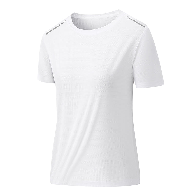 CHRLCK Damen Mesh Sport T-Shirt Kurzarm – Atmungsaktiv, Einfarbig & Reflektierend für Jogging & Fitness