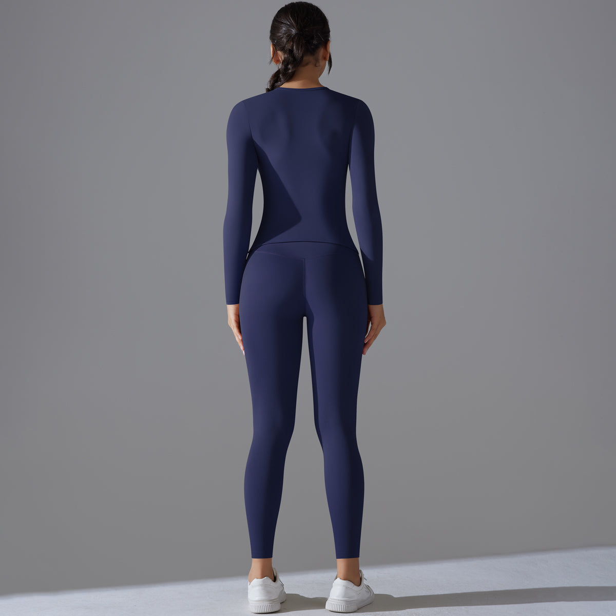 Damen Yoga Fitness Set – Atmungsaktives Sport-Top mit Ärmeln & High-Waist Leggings mit Tummy Control und Booty-Effekt
