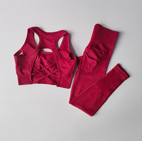 2-teiliges professionelles Damen Fitness-Set – Widerstandsfähiger Sport-BH & Tank-Top, Leggings für Yoga & Laufen, Sportbekleidung mit Eleganz im Rücken-Design