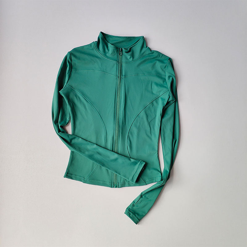 Damen Fitnessjacke mit Reißverschluss – Langarm Slim Fit, Schnelltrocknend, Stehkragen, für Yoga, Laufen & Outdoor