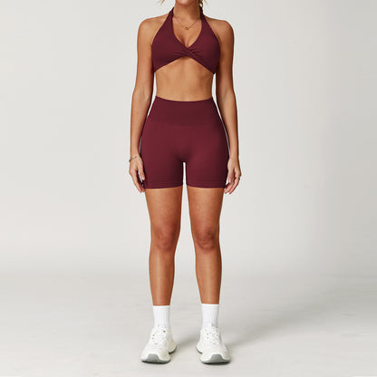2-teiliges Damen Yoga-Sport-Set – Gym-Trainingsanzug mit langärmeligem Sportshirt & nahtlosen Leggings für Laufen & Workout