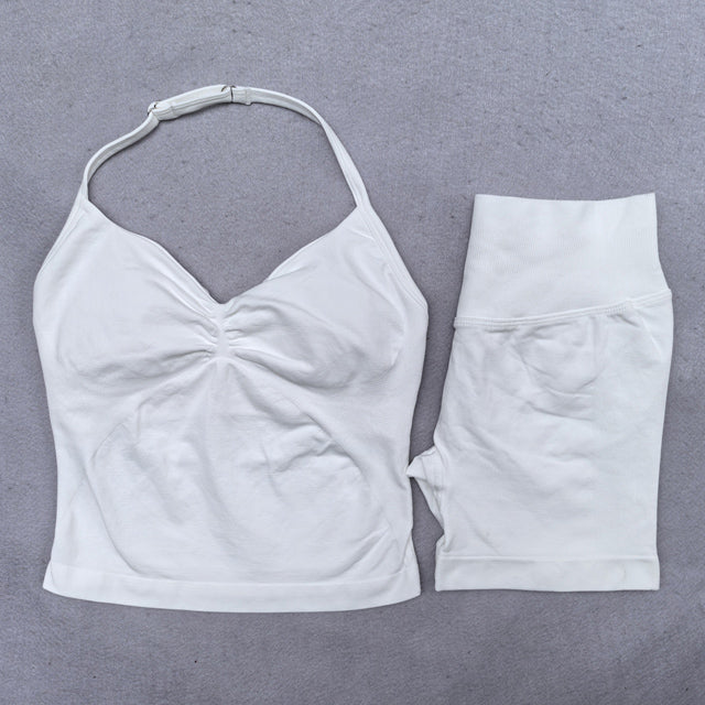 Damen Yoga Set – Backless Top & Shorts (2-teilig) für Fitness & Gym
