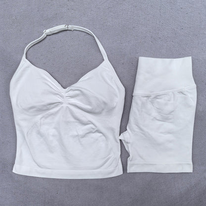 Damen Yoga Set – Backless Top & Shorts (2-teilig) für Fitness & Gym