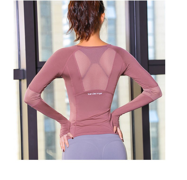 Damen Sportshirt Langarm Nahtlos – Fitness, Running, Jogging & Yoga Training Top