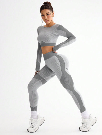 2-teiliges neues nahtloses Damen-Fitness-Set – Atmungsaktiver, figurbetonter Sport- und Yoga-Anzug für Laufen und Outdoor-Training