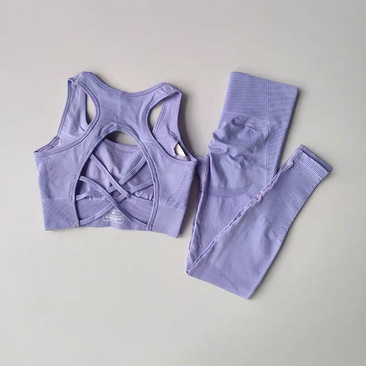 2-teiliges Damen Fitness-Set – Stoßfester Sport-BH & High-Waist Leggings für Running, Yoga & Workout