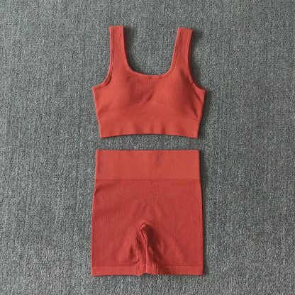 WAREBALL Damen Fitness-Set (2-teilig) – Seamless Sport-BH & Sexy Shorts für Gym, Workout & Running