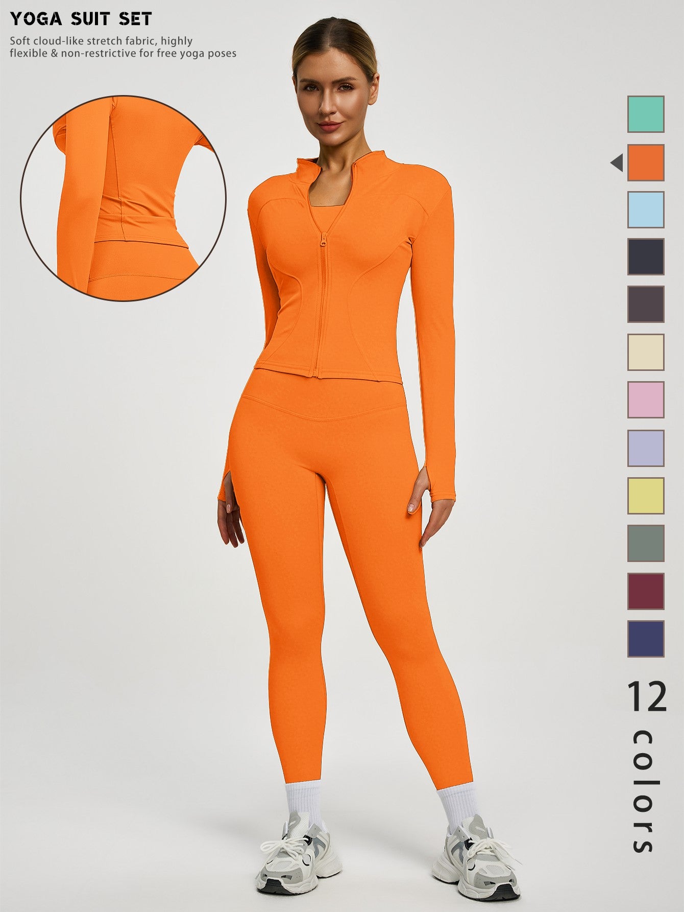 Fitfemme 2-teiliges Damen Frühling Yoga- & Fitness-Set – High-Waist Leggings & Sportjacke für Running, Lifting & Outdoor