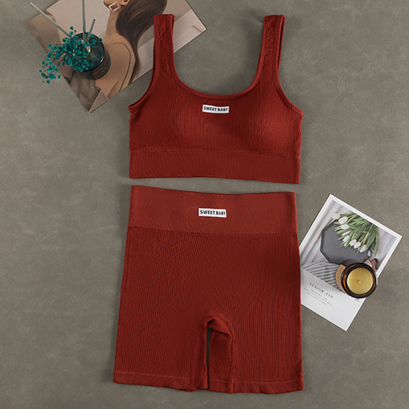 Damen Seamless Yoga- & Fitness-Set – Deep-V Sport-BH & High-Waist Leggings, Figurformendes Gym Outfit 2026