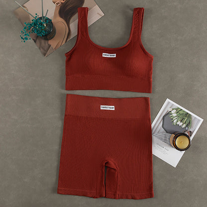 Damen Seamless Yoga- & Fitness-Set – Deep-V Sport-BH & High-Waist Leggings, Figurformendes Gym Outfit 2026