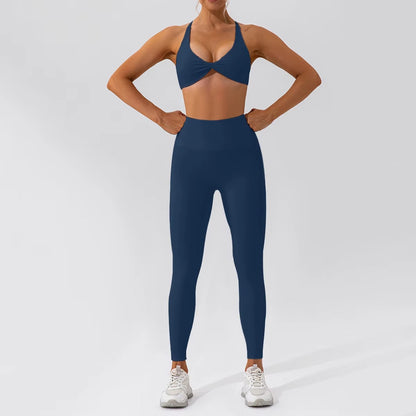 2-teiliges Damen-Yoga-Set – Schnell trocknender Sportanzug für Fitnessstudio, Training und Laufen mit langärmeligem Sportoberteil
