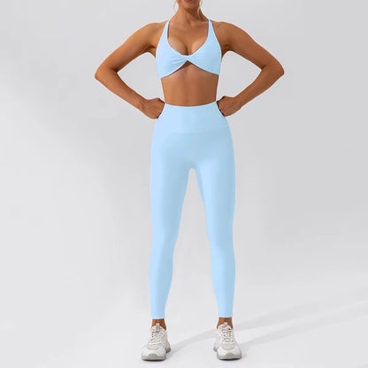 2-teiliges Damen-Yoga-Set – Schnell trocknender Sportanzug für Fitnessstudio, Training und Laufen mit langärmeligem Sportoberteil