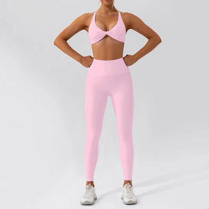2-teiliges Damen-Yoga-Set – Schnell trocknender Sportanzug für Fitnessstudio, Training und Laufen mit langärmeligem Sportoberteil