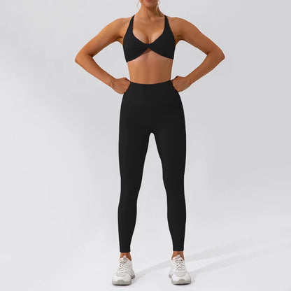 2-teiliges Damen-Yoga-Set – Schnell trocknender Sportanzug für Fitnessstudio, Training und Laufen mit langärmeligem Sportoberteil