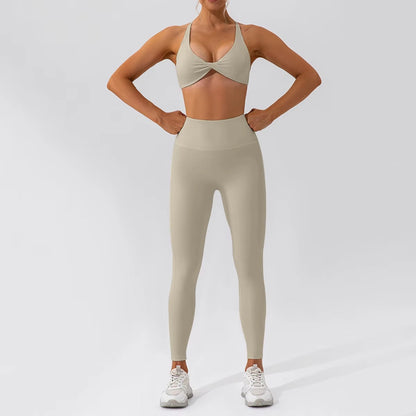 2-teiliges Damen-Yoga-Set – Schnell trocknender Sportanzug für Fitnessstudio, Training und Laufen mit langärmeligem Sportoberteil